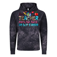 Cloud Black this teacher wears her her on her sleeve Vintage Hoodie - NancyCooperArtShop