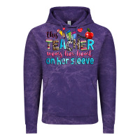 Cloud Purple this teacher wears her her on her sleeve Vintage Hoodie - NancyCooperArtShop