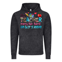 Vintage Black this teacher wears her her on her sleeve Vintage Hoodie - NancyCooperArtShop