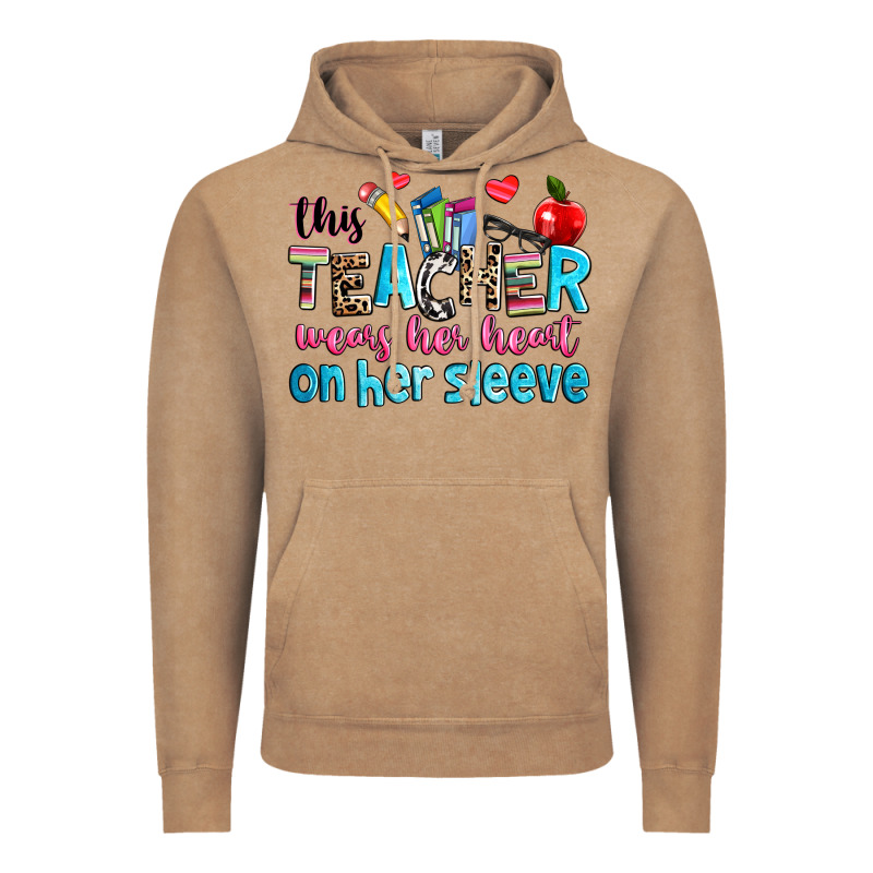 This Teacher Wears Her Her On Her Sleeve Vintage Hoodie by NancyCooperArtShop | Teevron