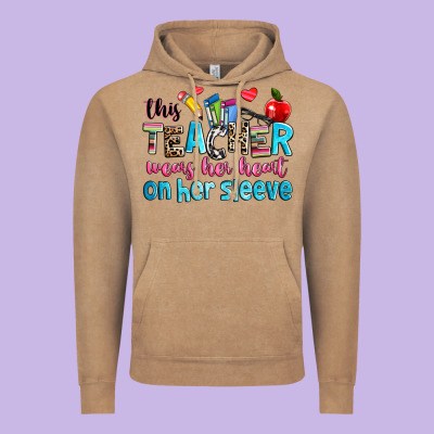 This Teacher Wears Her Her On Her Sleeve Vintage Hoodie Designed By Nancycooperartshop