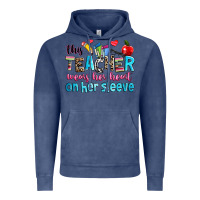 Vintage Denim this teacher wears her her on her sleeve Vintage Hoodie - NancyCooperArtShop