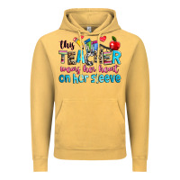 Vintage Mustard this teacher wears her her on her sleeve Vintage Hoodie - NancyCooperArtShop