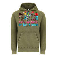 Vintage Olive this teacher wears her her on her sleeve Vintage Hoodie - NancyCooperArtShop
