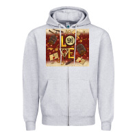 Heather Grey wizard love Zipper Hoodie - TumblerDesignByShophia