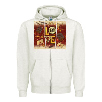 Oatmeal Heather wizard love Zipper Hoodie - TumblerDesignByShophia