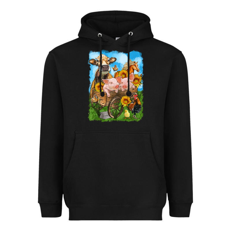Farm Animals Wagon Olivia Heavyweight Hoodie by OliviaCreatesArt | Teevron