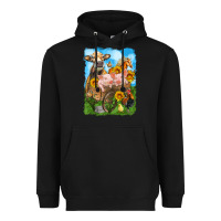 Black farm animals wagon olivia Heavyweight Hoodie - OliviaCreatesArt
