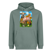 Sage farm animals wagon olivia Heavyweight Hoodie - OliviaCreatesArt