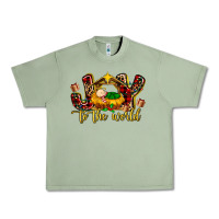 Oil Green Baby Jesus Joy To The World Urban Heavy Tee - MaliasSmallBusiness