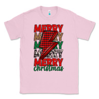 Bubblegum Pink merry christmas lightning bolt Classic Tee - MaliasSmallBusiness