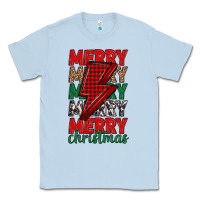 Dusty Blue merry christmas lightning bolt Classic Tee - MaliasSmallBusiness