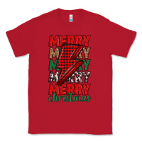 Red merry christmas lightning bolt Classic Tee - MaliasSmallBusiness