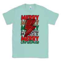 Seafoam merry christmas lightning bolt Classic Tee - MaliasSmallBusiness