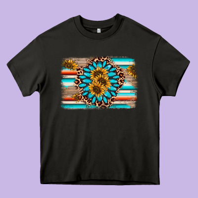 Gemstone Sunflower Background Heavy Core Tee Designed By Adodesignshop