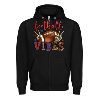 Black Football vibes red and blue Zipper Hoodie - HowdyJamesFarm