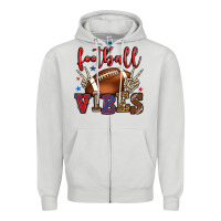 Dove Grey Football vibes red and blue Zipper Hoodie - HowdyJamesFarm