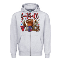 Heather Grey Football vibes red and blue Zipper Hoodie - HowdyJamesFarm