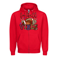 Red Football vibes red and blue Zipper Hoodie - HowdyJamesFarm