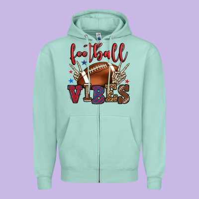 Football Vibes Red And Blue Zipper Hoodie Designed By Howdyjamesfarm