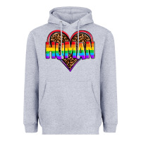 Heather Grey lgbt pride human Heavyweight Hoodie - OliviaCreatesArt