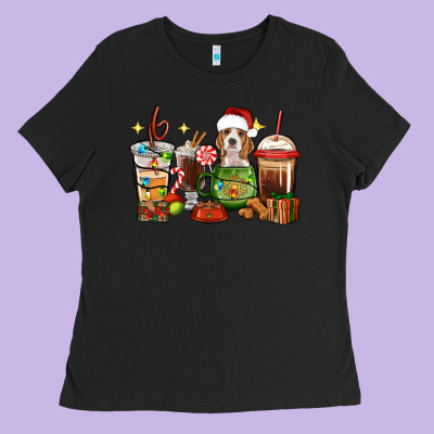 Christmas Coffee Cups With Beagle Ladies Tee Designed By Ranaportraitstore