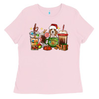 Bubblegum Pink Christmas coffee cups with Beagle Ladies Tee - RanaPortraitStore