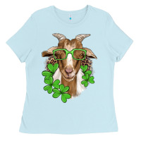 Baby Blue st patricks goat with glasses Ladies Tee - Artiststas