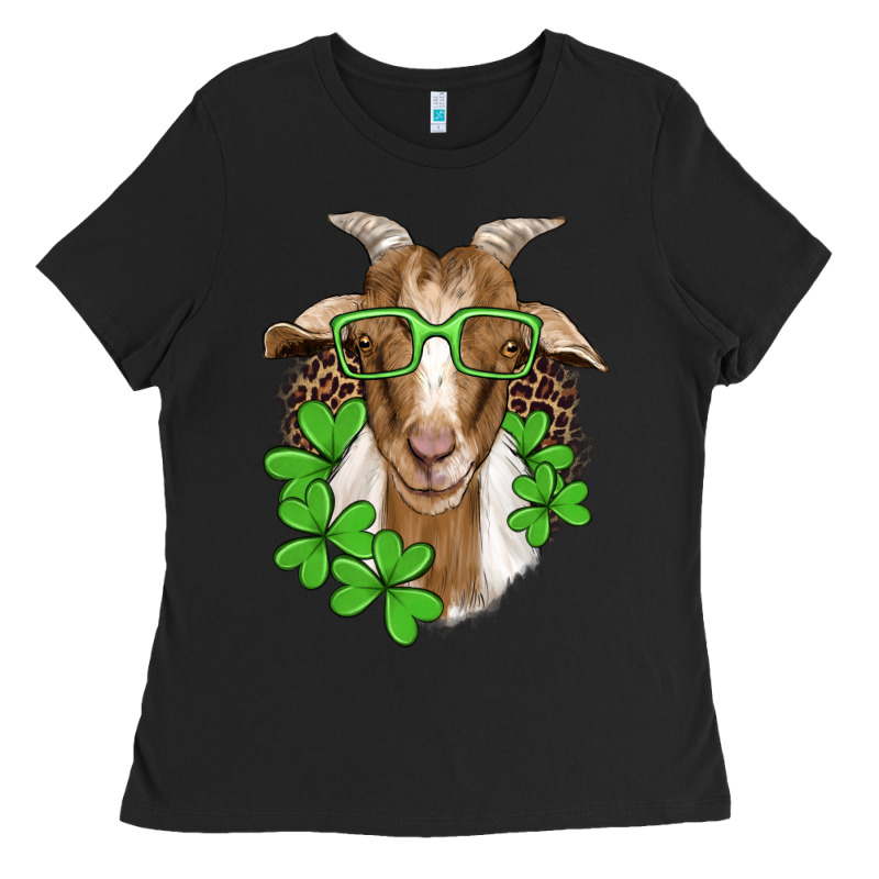 St Patricks Goat With Glasses Ladies Tee by Artiststas | Teevron