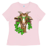 Bubblegum Pink st patricks goat with glasses Ladies Tee - Artiststas