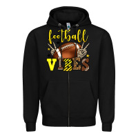 Black Football vibes yellow and black team color Zipper Hoodie - HowdyJamesFarm