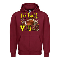 Burgundy Football vibes yellow and black team color Zipper Hoodie - HowdyJamesFarm
