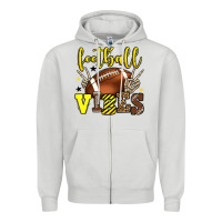 Dove Grey Football vibes yellow and black team color Zipper Hoodie - HowdyJamesFarm