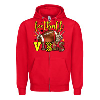 Red Football vibes yellow and black team color Zipper Hoodie - HowdyJamesFarm