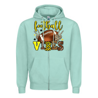 Seafoam Football vibes yellow and black team color Zipper Hoodie - HowdyJamesFarm
