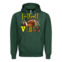 Sports Green Football vibes yellow and black team color Zipper Hoodie - HowdyJamesFarm