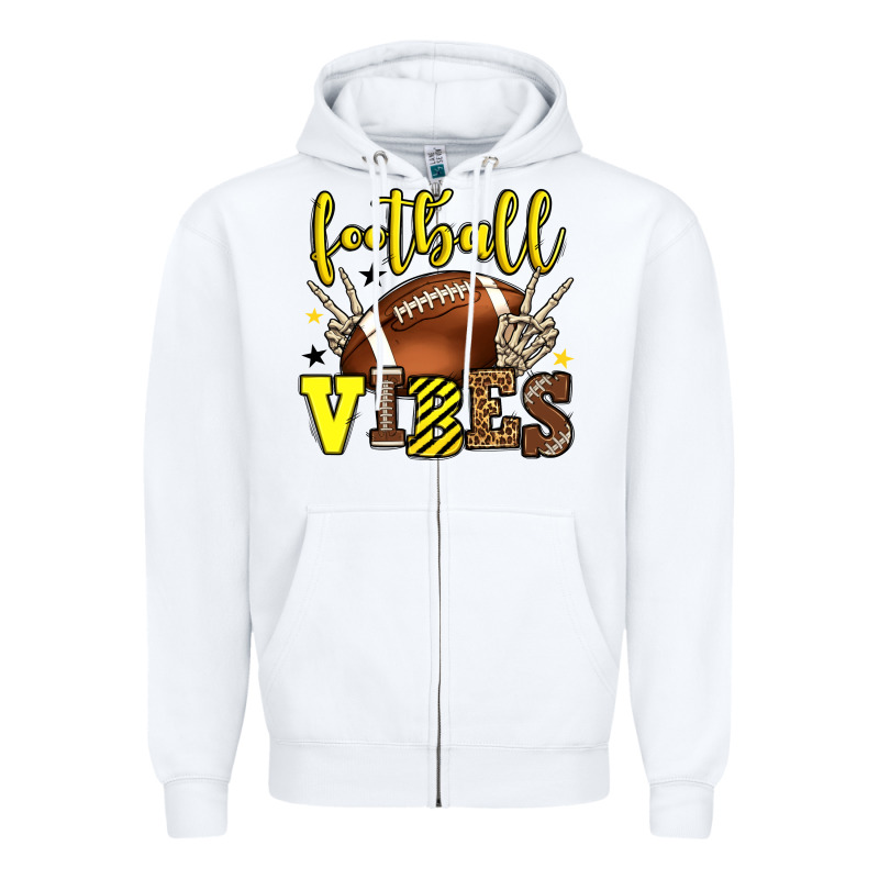 Football Vibes Yellow And Black Team Color Zipper Hoodie by HowdyJamesFarm | Teevron