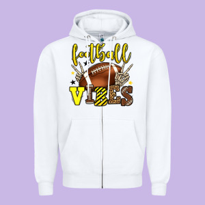 Football Vibes Yellow And Black Team Color Zipper Hoodie Designed By Howdyjamesfarm
