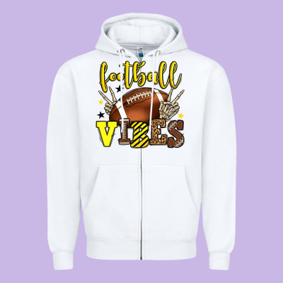 Football Vibes Yellow And Black Team Color Zipper Hoodie Designed By Howdyjamesfarm