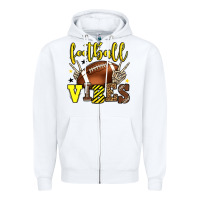 White Football vibes yellow and black team color Zipper Hoodie - HowdyJamesFarm