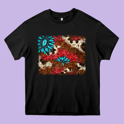 Gemstone Cowhide Background Heavy Core Tee Designed By Adodesignshop