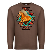 Chestnut Aztec Symbol White Horse Premium Sweatshirt - FaDigitalArtStudio