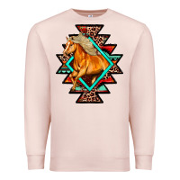 Pale Pink Aztec Symbol White Horse Premium Sweatshirt - FaDigitalArtStudio