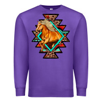Purple Aztec Symbol White Horse Premium Sweatshirt - FaDigitalArtStudio