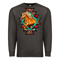 Smoke Aztec Symbol White Horse Premium Sweatshirt - FaDigitalArtStudio