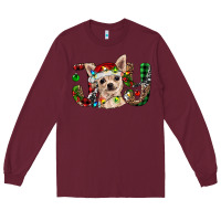 Burgundy Christmas chihuahua joy Long Sleeve Tee - RanaPortraitStore