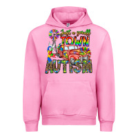 Fuchsia Pink Just a Girl Small Town Autism Urban Hoodie - CowhideDigitalArt