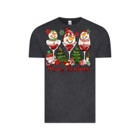 Vintage Black merry christmas wine and cocktails Vintage Tee - MaliasSmallBusiness
