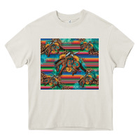 Cream bucking bronco serape turquoise Heavy Core Tee - Artiststas