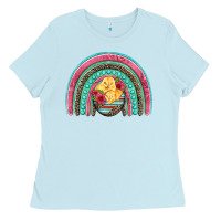 Baby Blue hatched egg easter chicks rainbow Ladies Tee - Artiststas